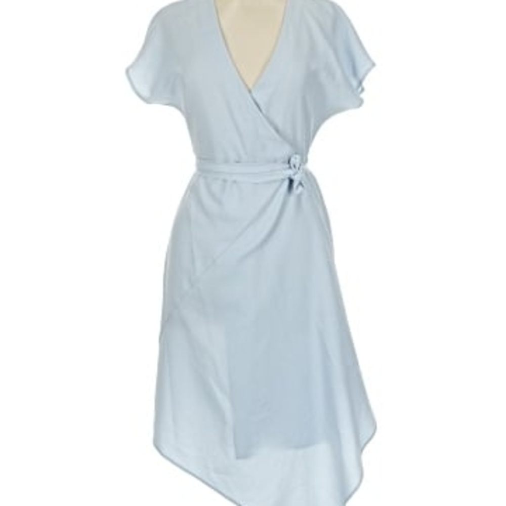 Topshop Light Blue Asymmetrical Wrap Dress